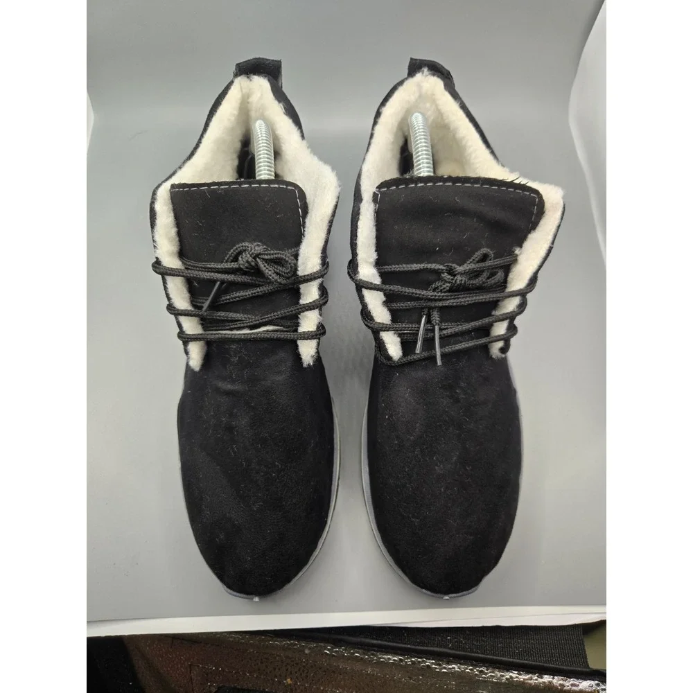 Men's‎ Black Suede Faux Fur Lined Ankle Boots EU 43 Lace Up Winter